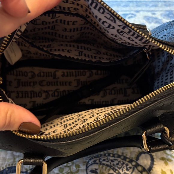 Juicy Couture Black Embossed Heart Satchel - Picture 2 of 4